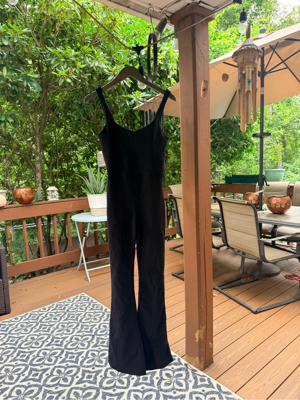 Scoop-Neck Black Stretch Jumpsuit - Picture 4 of 7